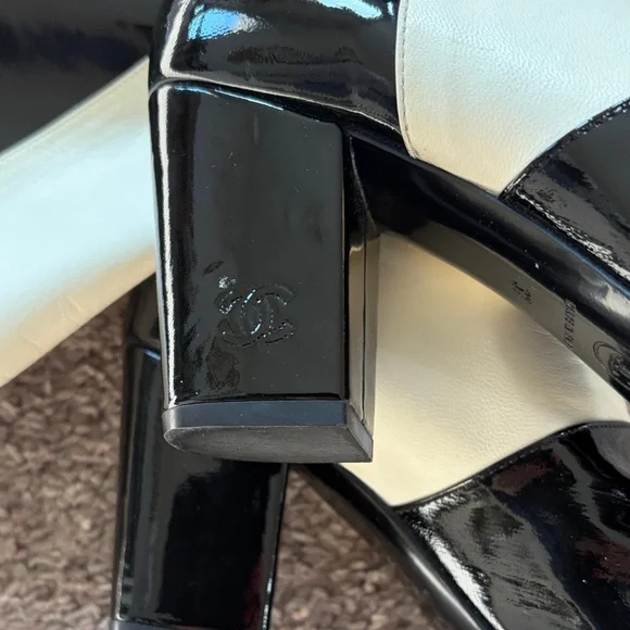 CHANEL - “AUTHENTIC” White and Black Heeled Boots - Picture 7 of 8
